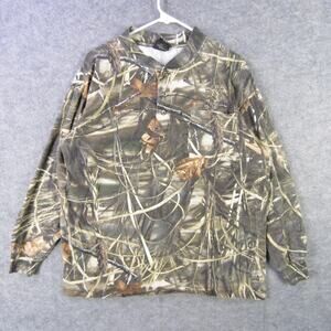 RedHead Shirt Mens Large Camo Camouflage Long Sleeve Henley 100% Cotton Hunting